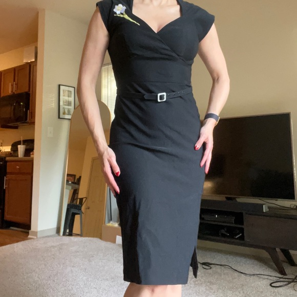 Bombshell Vintage Stop Staring Pencil skirt Paris Dress M 6 Dita Pinup 50ies - Picture 2 of 11